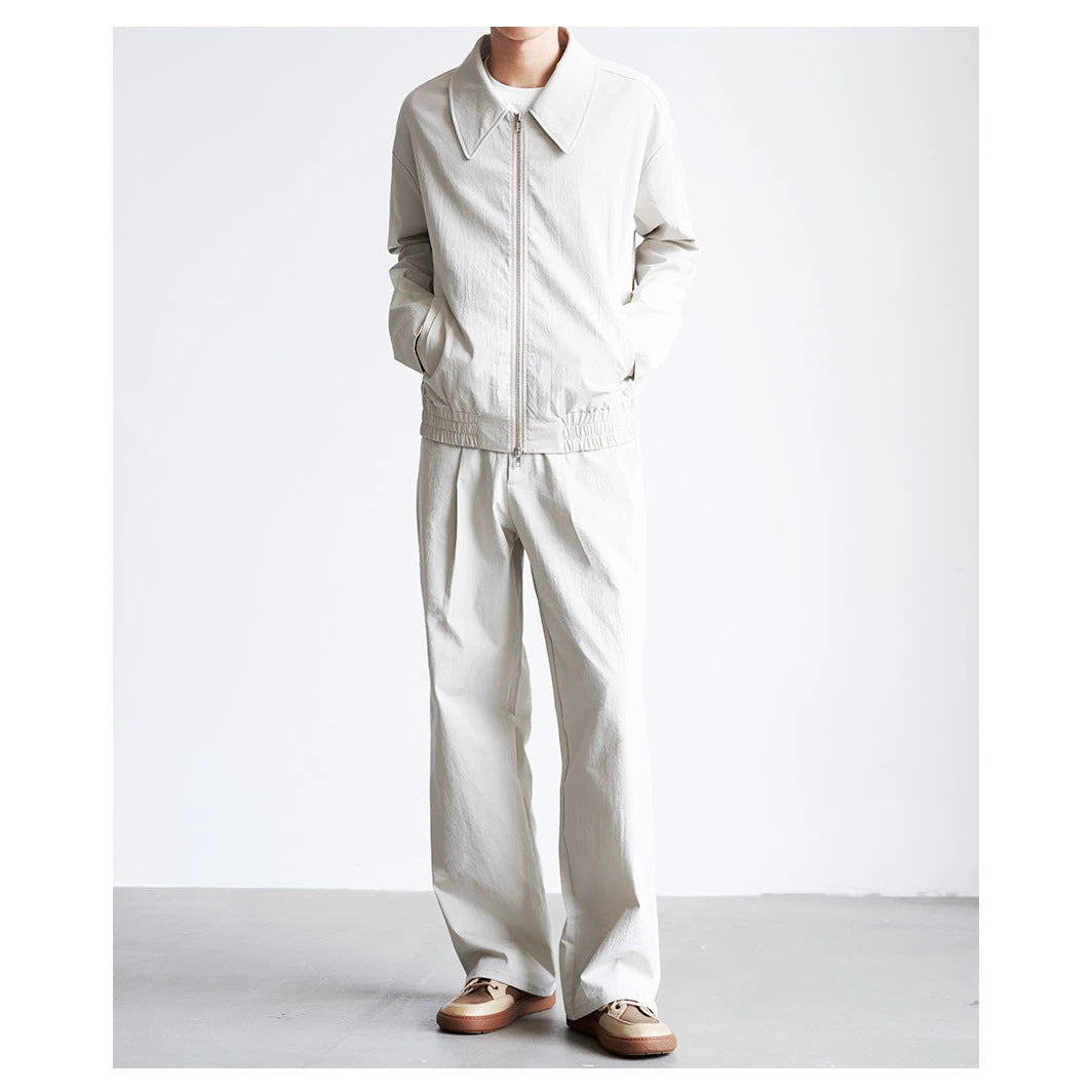Men's wide high-waisted pleated trousers made of cotton blend Mune Fashion