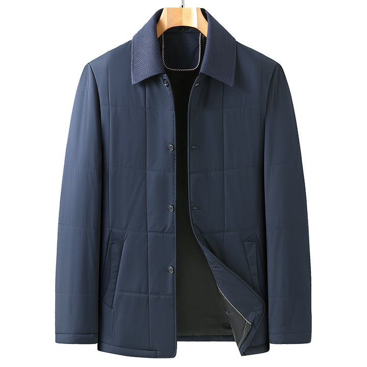 Men's Quilted Casual Jacket with Shirt Collar and Visible Button Placket Mune Fashion