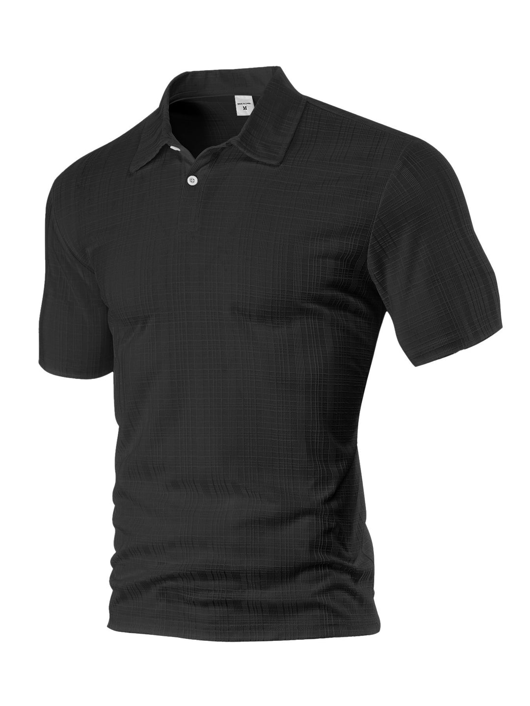 Men's light structured short sleeve polo with shirt collar and single button placket Mune Fashion