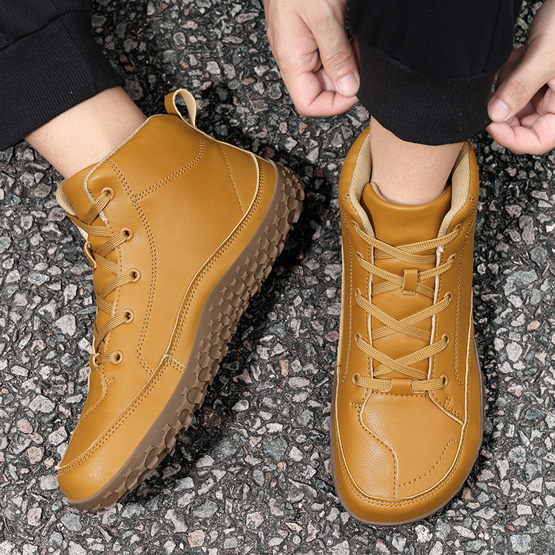 Men's urban leather sneaker boot with padded shaft and grippy profile sole Mune Fashion