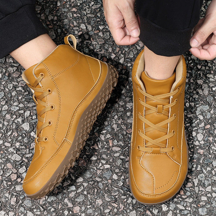 Men's urban leather sneaker boot with padded shaft and grippy profile sole Mune Fashion