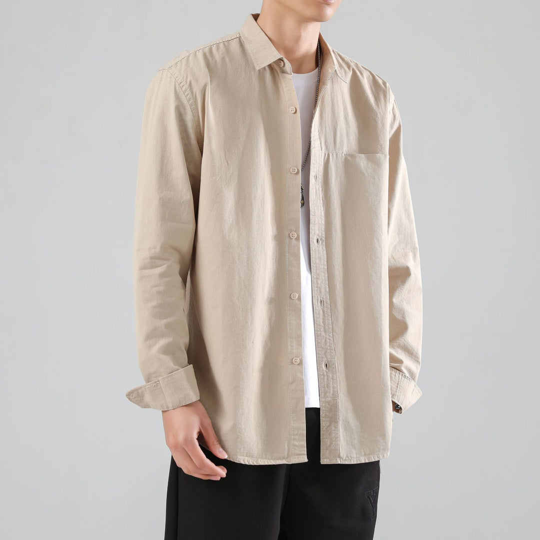 Men's Loose Cotton Overshirt with Chest Pocket and Light Texture Mune Fashion