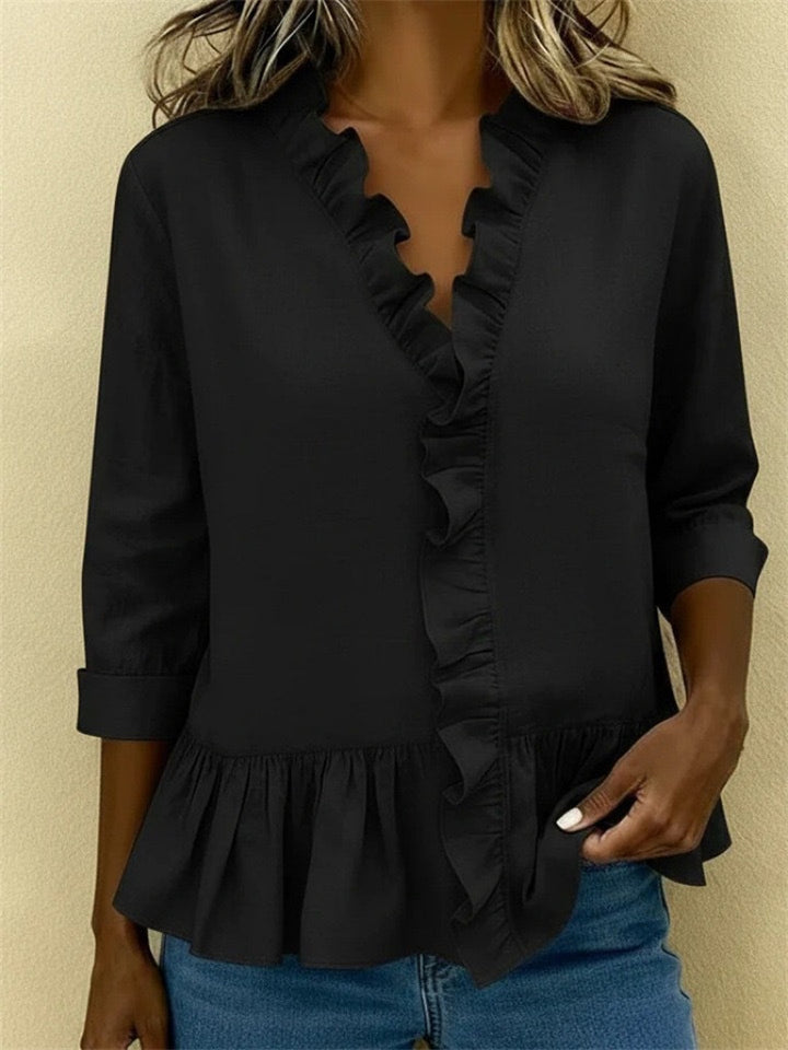 Ladies Elegant Blouse with Ruffles Mune Fashion