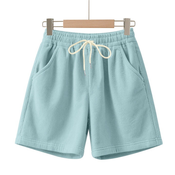 Men's ribbed jersey shorts with elastic waistband, decorative drawstring, and side slant pockets Mune Fashion