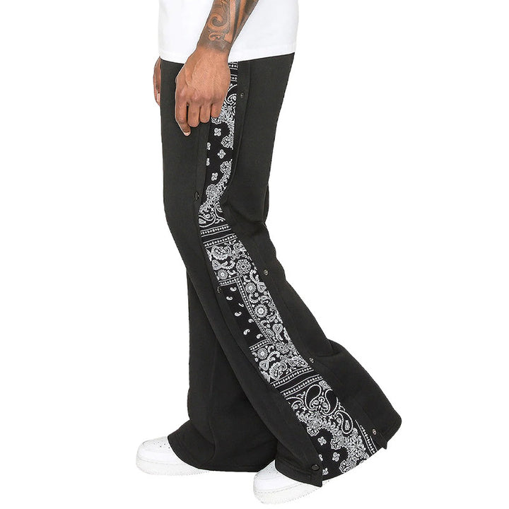 Men's Loose Sweatpants with Side Snap Opening & Bandana Insert Mune Fashion