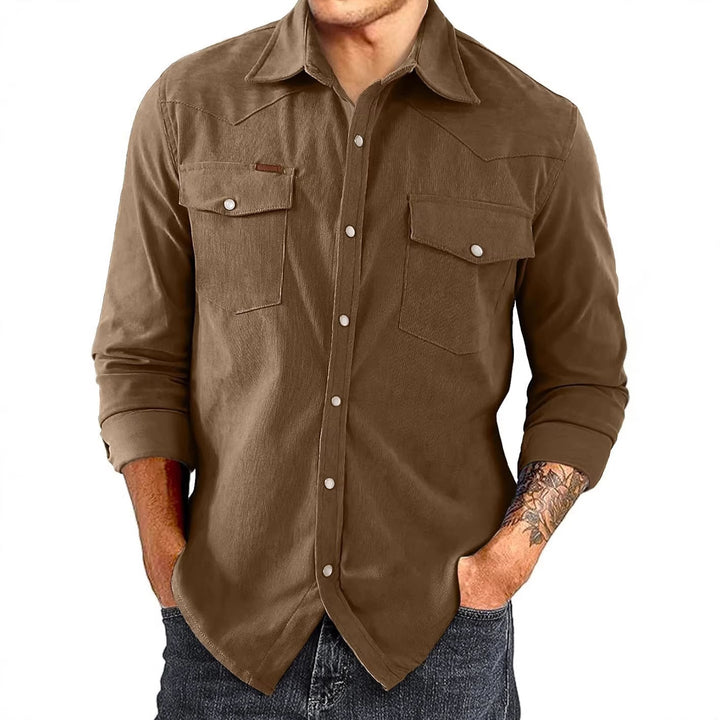 Men's Casual Cotton Shirt with Check Pattern