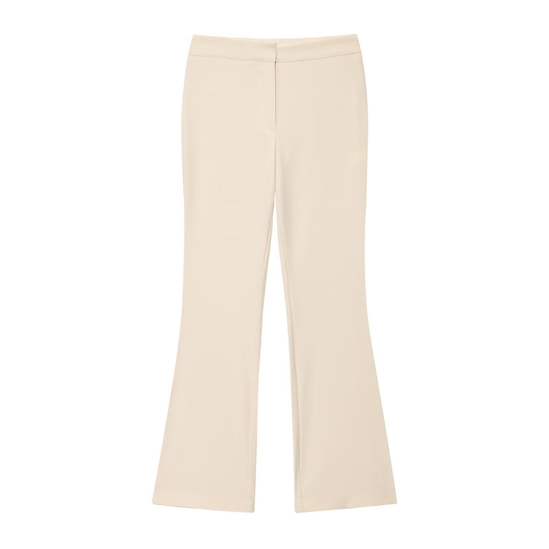 Women High-waisted Flared Trousers with Seam-Emphasized Sides and Stretch Mune Fashion