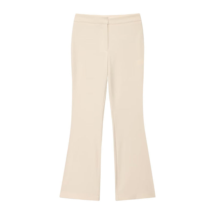 Women High-waisted Flared Trousers with Seam-Emphasized Sides and Stretch Mune Fashion