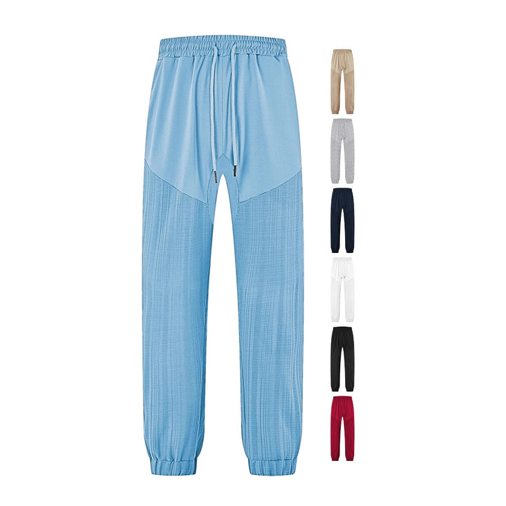 Men's slim-fit jogging pants with elastic drawstring waistband and textured knee panel Mune Fashion