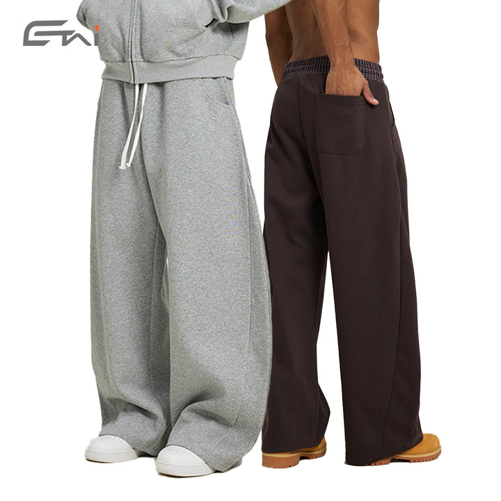 Women's Loose Cropped Sweatpants with Drop Crotch, Drawstring and Contrasting Waistband Mune Fashion