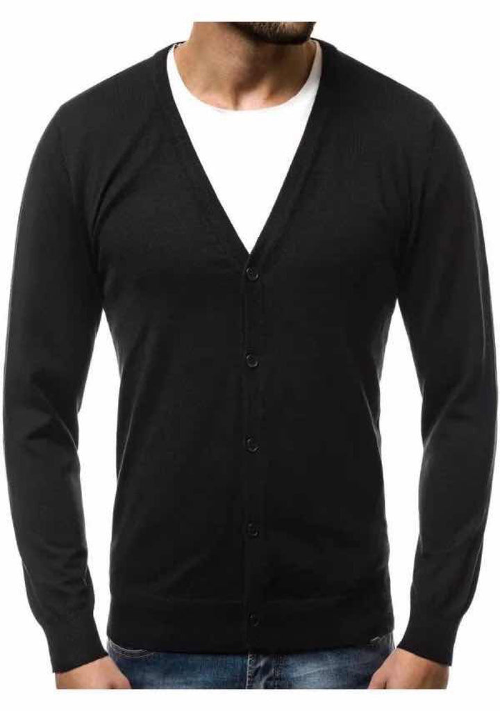 Men's fine knit cardigan with V-neck, slim fit and button placket Mune Fashion