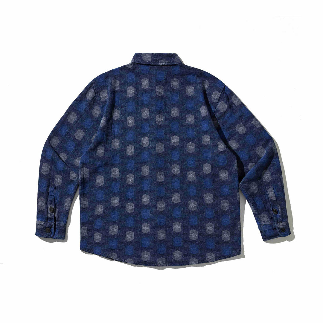 Men's shirt jacket in denim look with geometric jacquard pattern Mune Fashion