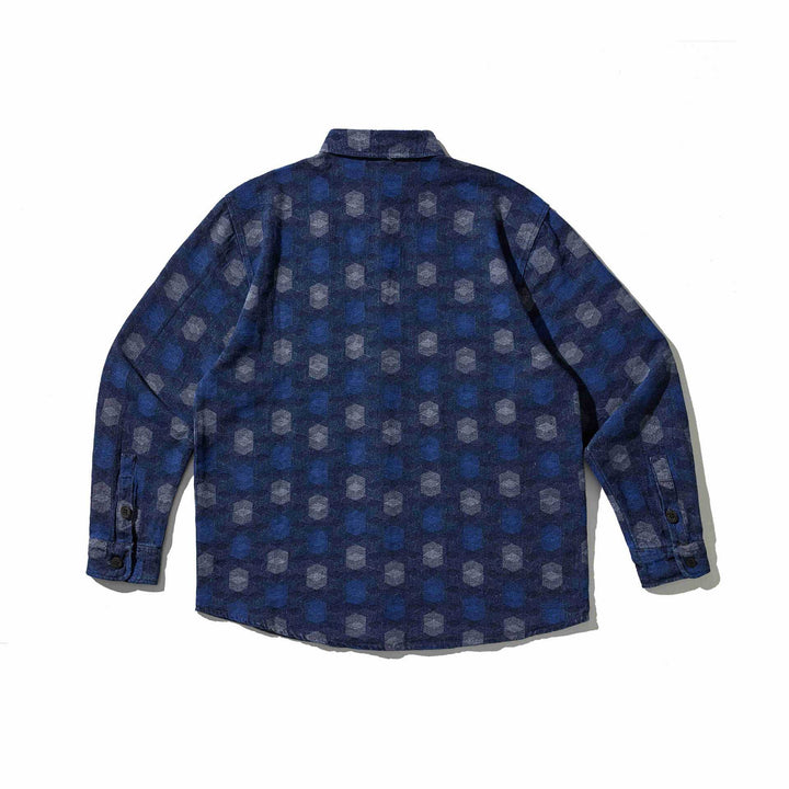 Men's shirt jacket in denim look with geometric jacquard pattern Mune Fashion