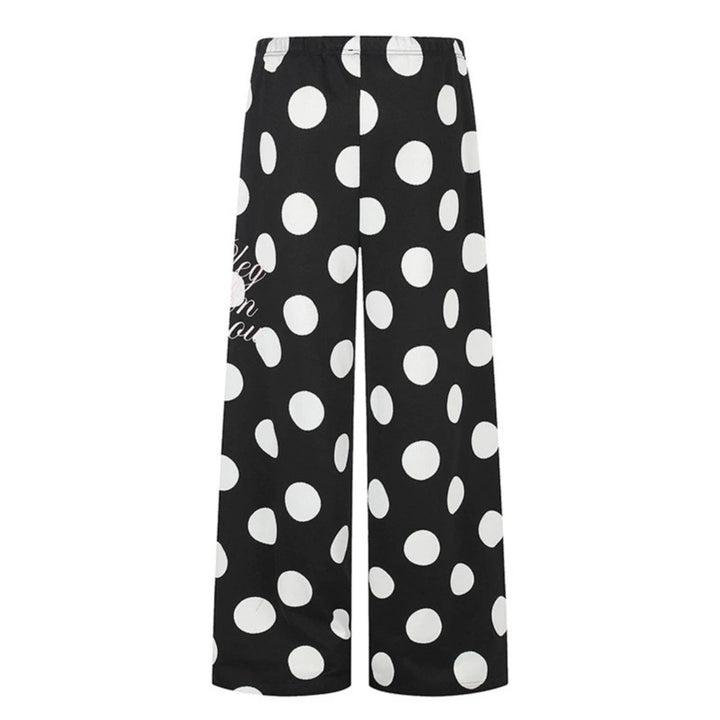 Women's Wide Palazzo Lounge Pants with Comfort Waistband and Dot Pattern Mune Fashion