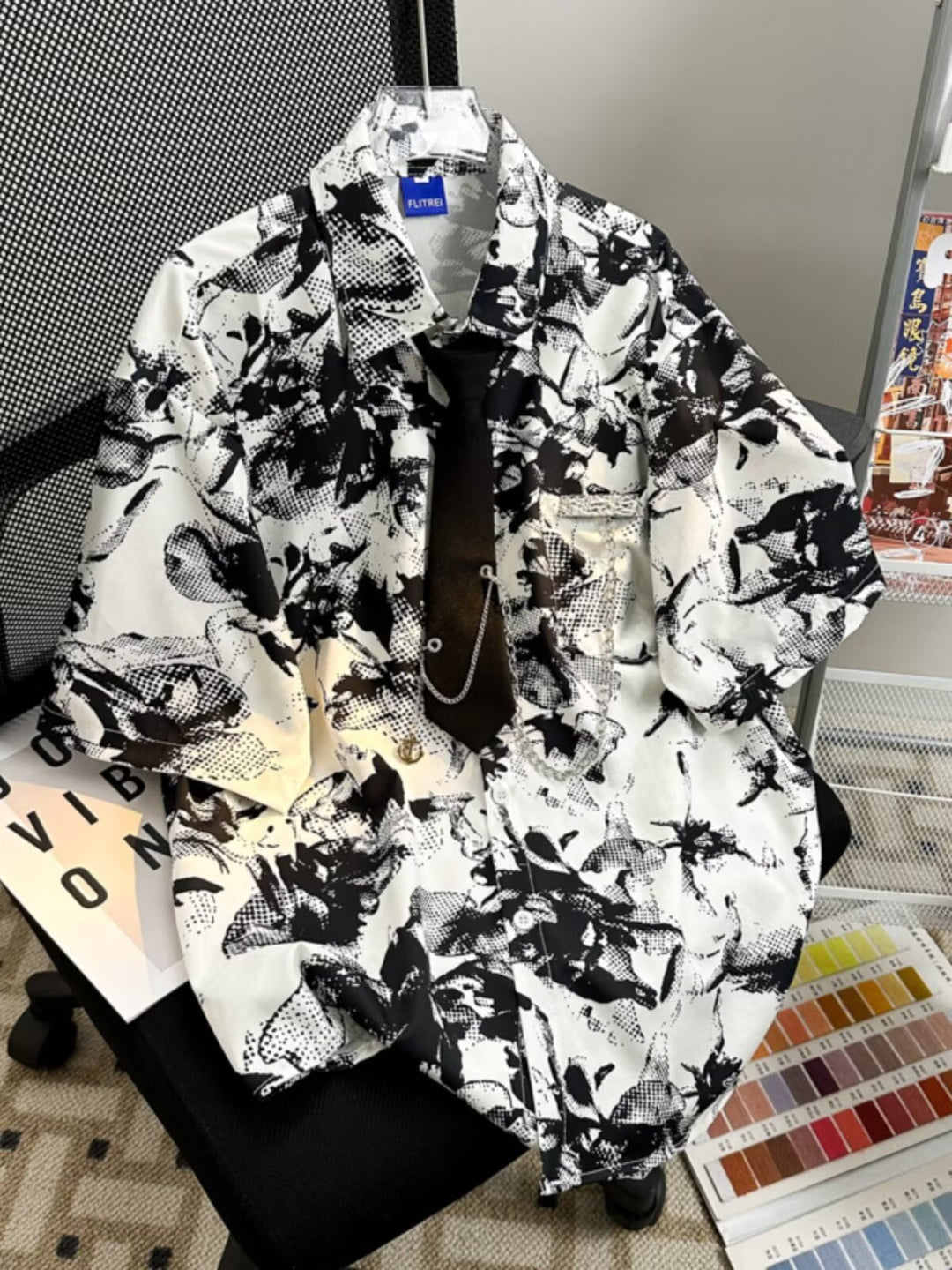 Men's Fashion Short Sleeve Shirt with Graphic Pattern Mune Fashion