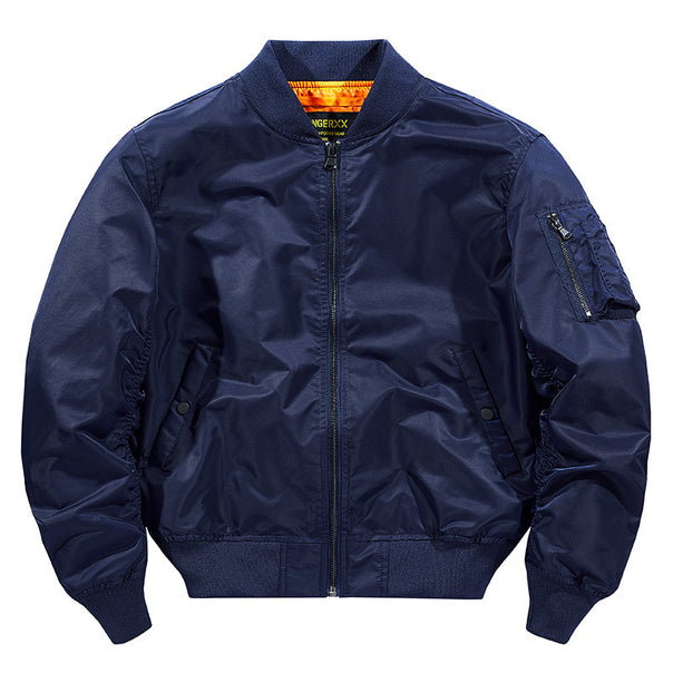 Men's Modern Nylon Flight Bomber with Contrasting Lining, Sleeve Pocket, and Elastic Ribbed Cuffs Mune Fashion