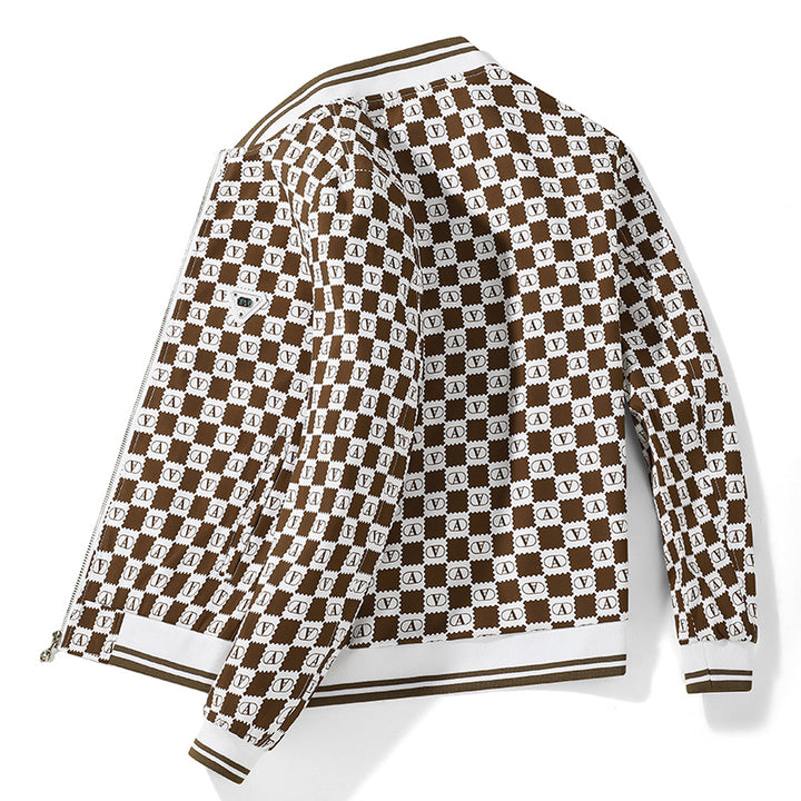 Men's bomber jacket with all-over monogram, zipper and ribbed cuffs Mune Fashion