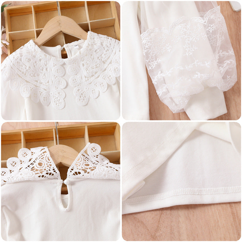 Girls elegant blouse with transparent puff sleeves Mune Fashion