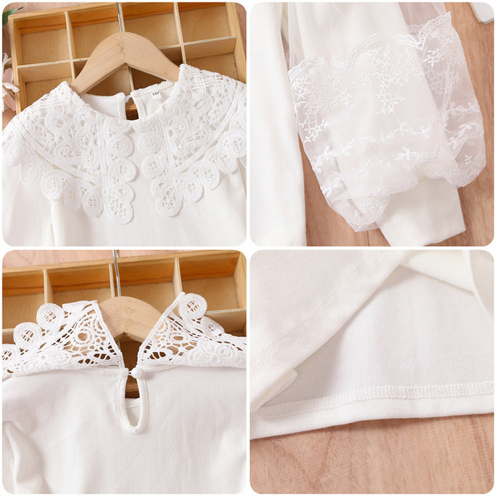 Girls elegant blouse with transparent puff sleeves Mune Fashion
