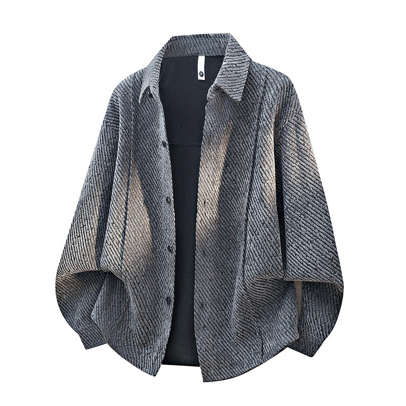 Women‘s generously cut overshirt jacket with shirt collar and structured pattern look Mune Fashion