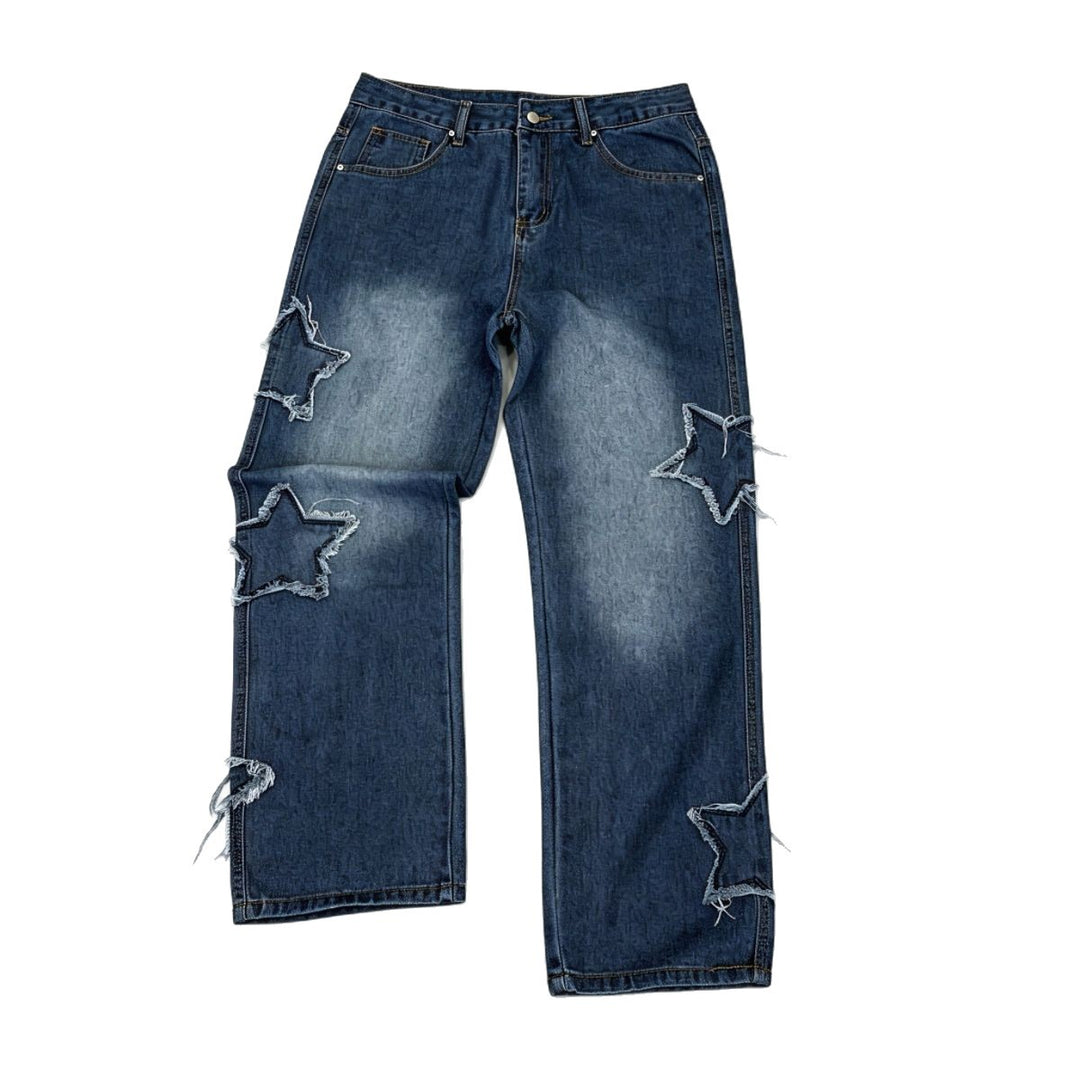 Men's fashion wide-cut jeans with star decor Mune Fashion