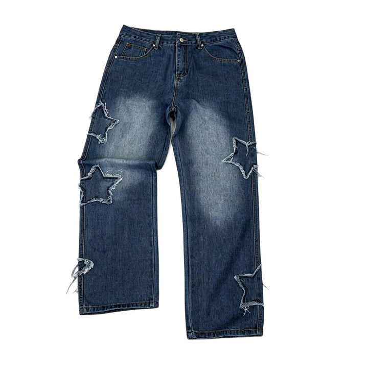 Men's fashion wide-cut jeans with star decor Mune Fashion