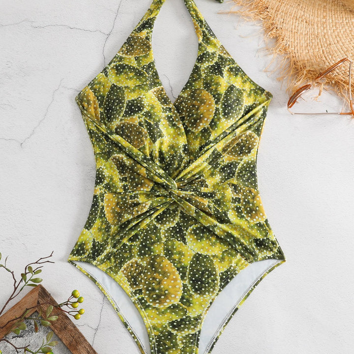 Women's one-piece swimsuit with playful knot design and floral pattern Mune Fashion