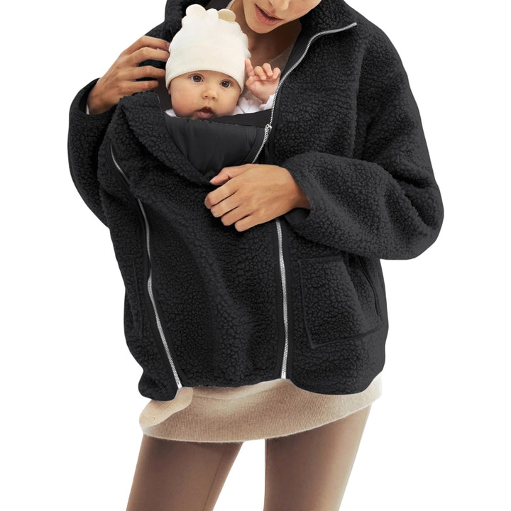 Women's oversized teddy fleece jacket with stand-up collar and full-length zipper Mune Fashion