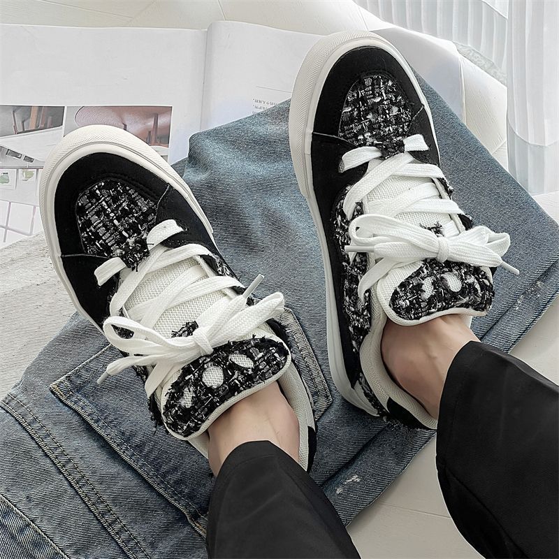 Women's sneakers with fashionable tweed design and oversized laces Mune Fashion