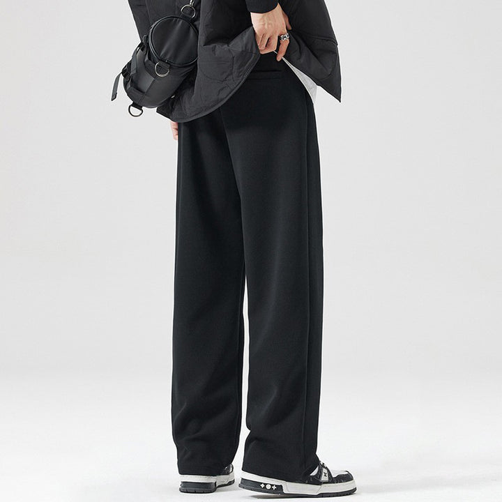 Men's Relaxed-Fit Soft-Jersey Palazzo Pants with Elastic Waistband and Crease Mune Fashion