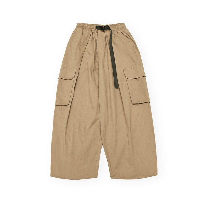 Unisex Wide Cargo Pants in Cropped Utility Style with Drawstring Waistband and Large Flap Pockets Mune Fashion