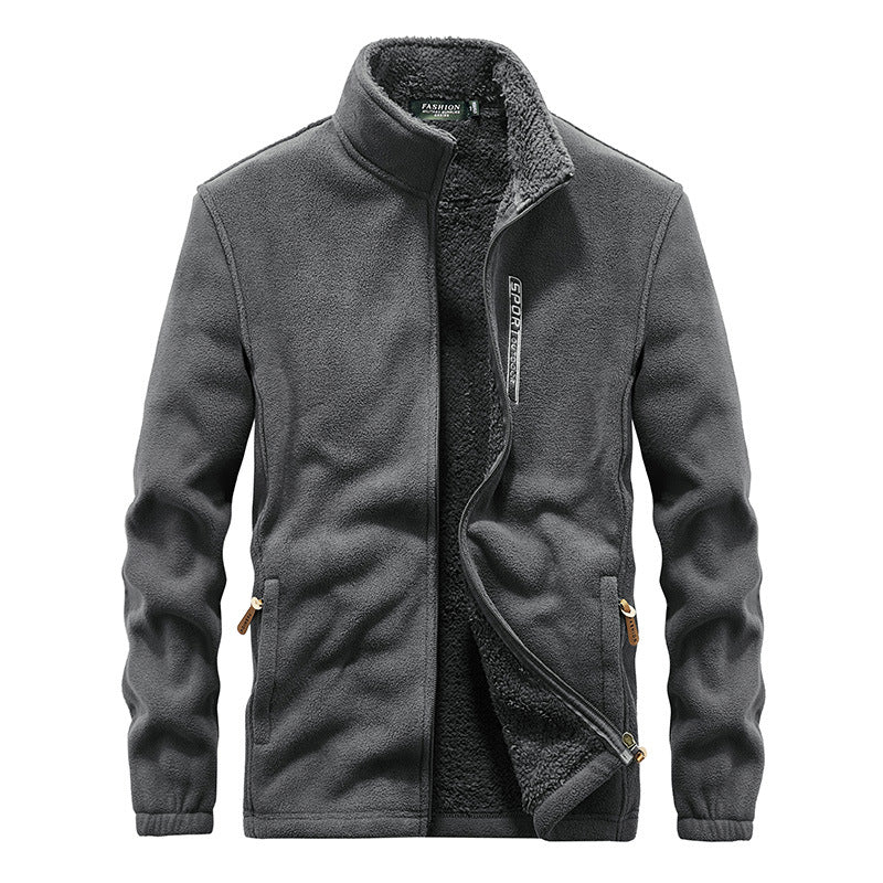 Men's thermo fleece jacket with double-layered sherpa inner lining and standing collar Mune Fashion