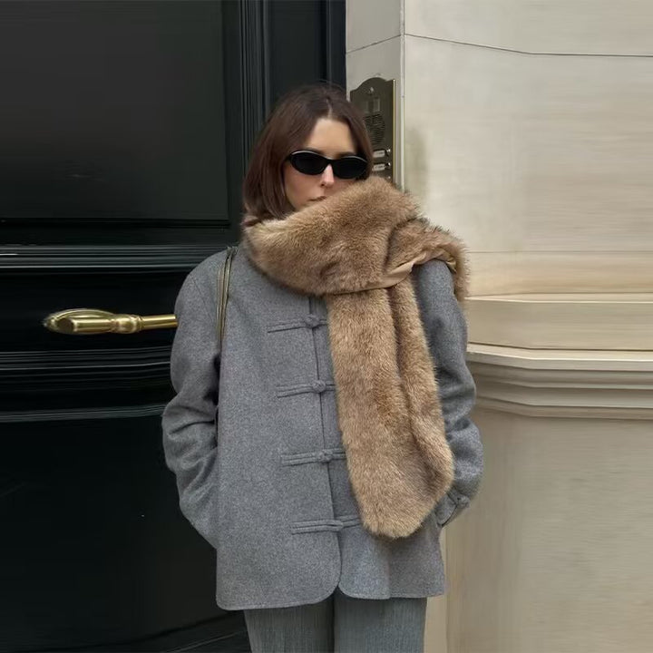 Women Short Wool Coat with Toggle Closures and Oversized Cut Mune Fashion