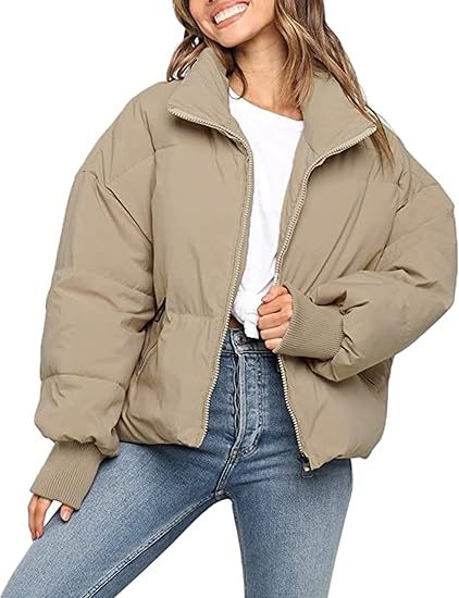 Women's Quilted Short Jacket with Stand-Up Collar, Padded Filling, and Elastic Cuffs Mune Fashion
