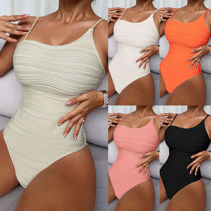 Women's One-Piece Swimsuit with Refined Ribbed Design Mune Fashion