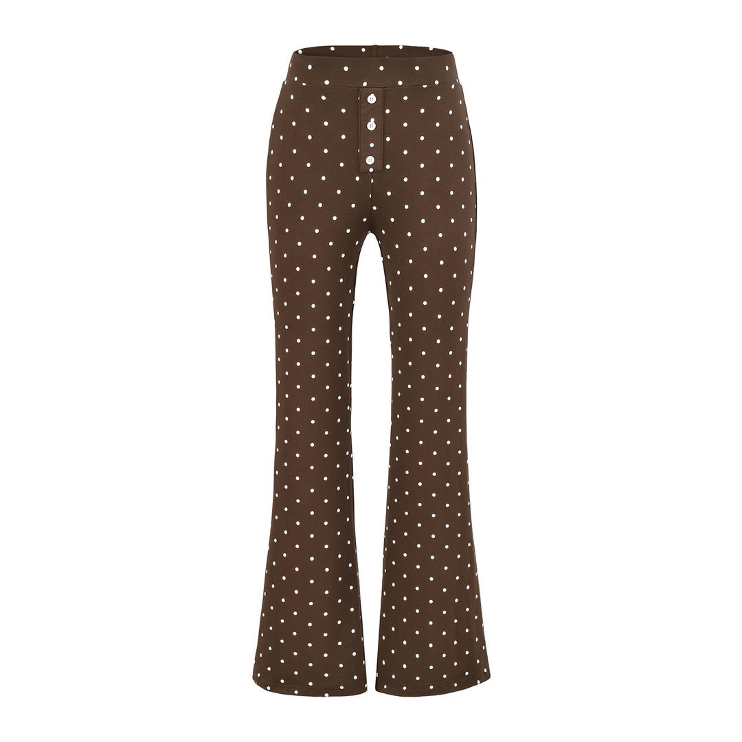 Women Two-Piece Stretch Jersey Lounge Set with Cropped Long Sleeve and High-Waist Flared Pants Mune Fashion