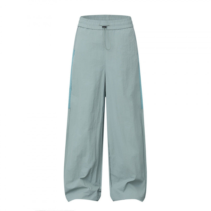 Women Wide Cargo-Style Pants with Elastic Waistband, Drawstring and Side Inset Details Mune Fashion