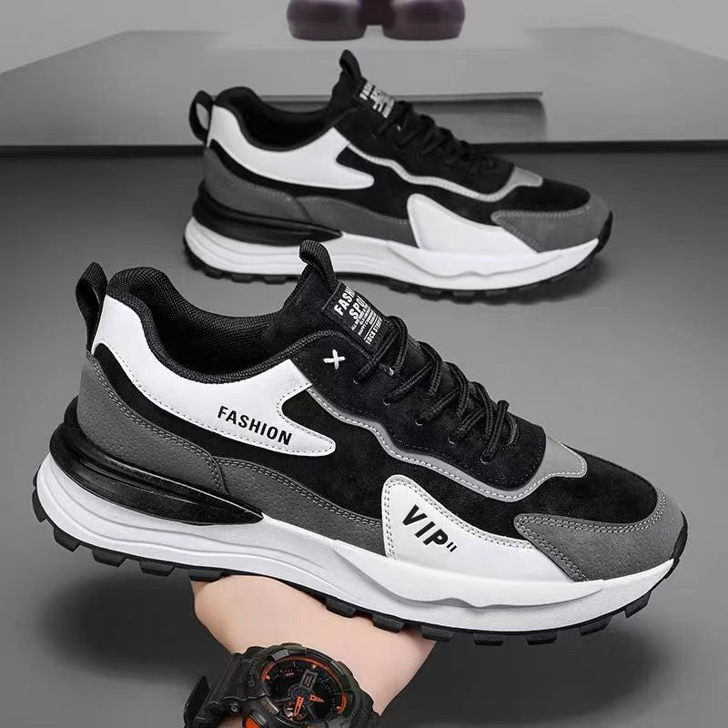 Men's Stylish Chunky Sneaker with Suede Overlays and Treaded Trail Sole Mune Fashion