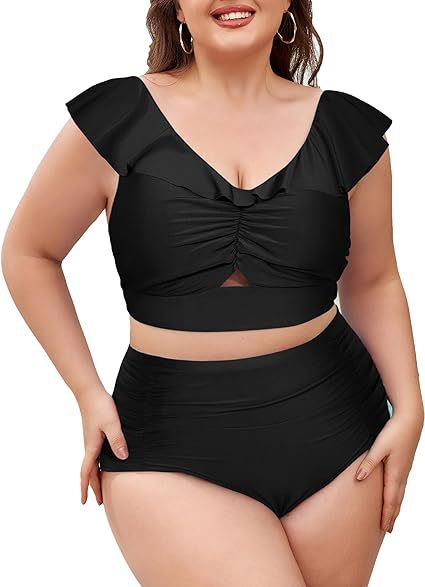 Ladies High-Waisted Swimwear Set with Ruffle Details Mune Fashion