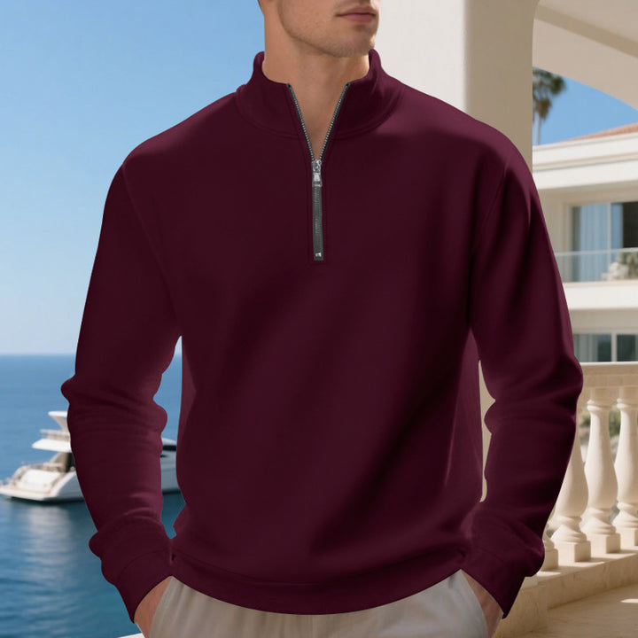 Men's classic half-zip sweater with stand-up collar, brushed fleece lining and elastic ribbed cuffs Mune Fashion