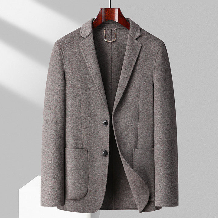 Men's Single-Breasted Wool Blend Jacket with Patch Pockets and Light Thermal Lining Mune Fashion