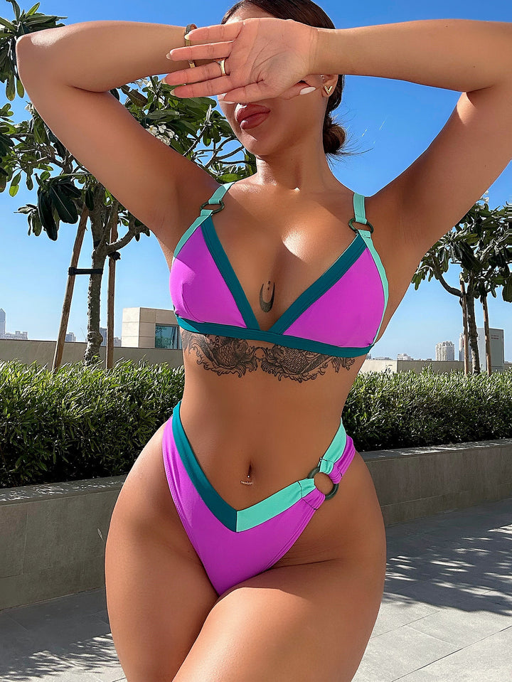 Women's Triangle Bikini with fashionable buckles and elegant accents Mune Fashion