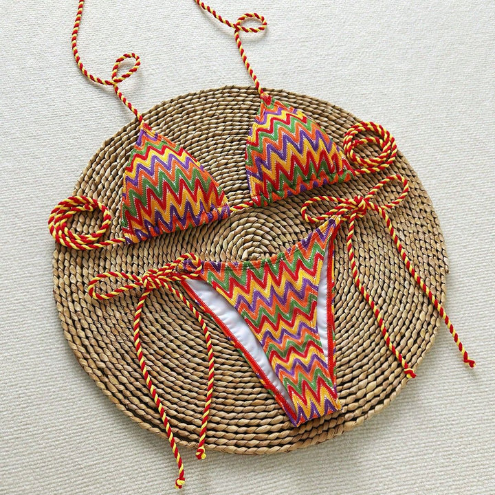 Women's Triangle Bikini with striking wave pattern Mune Fashion