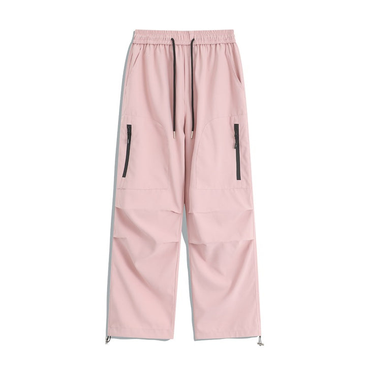 Men's Loose Cargo Training Pants with Elastic Waistband, Zipper Pockets & Hem Drawstring Mune Fashion