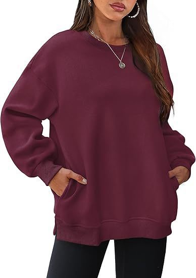 Women’s casual oversized sweatshirt with side pockets, ribbed hem, and dropped shoulder Mune Fashion