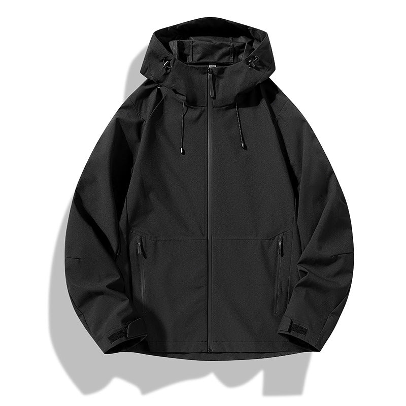Men's Minimalistic Softshell Rain Jacket with TPU Membrane, Taped Seams and Adjustable Hood Mune Fashion