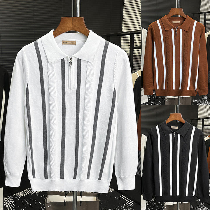 Men's Stylish Short Sleeve Knit Top with Zipper Mune Fashion 1787964672