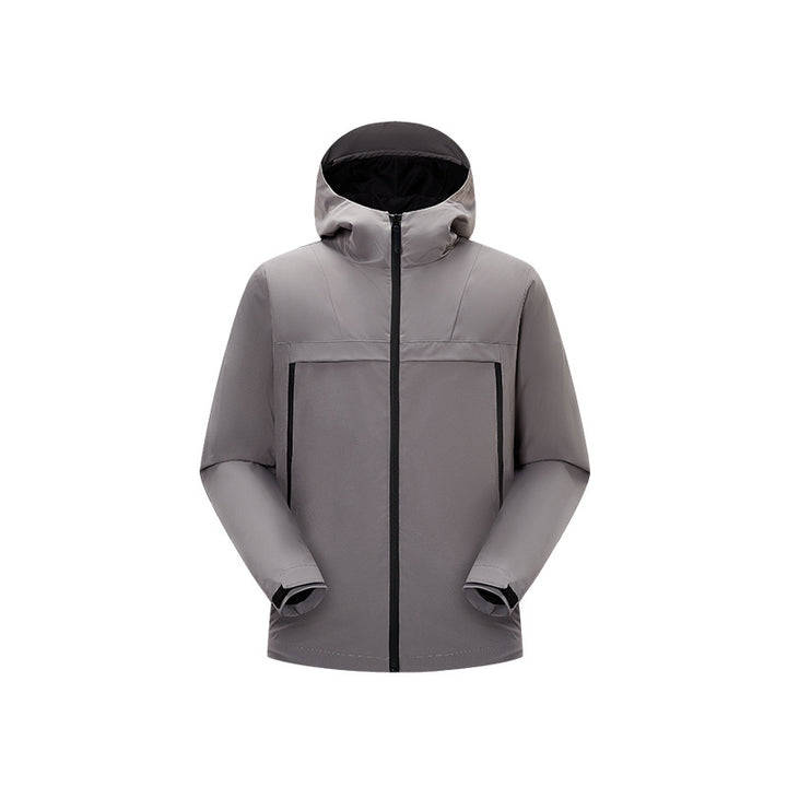 Men's Minimalistic Hybrid Rain Jacket with Stowable Hood and Breathable Membrane Mune Fashion