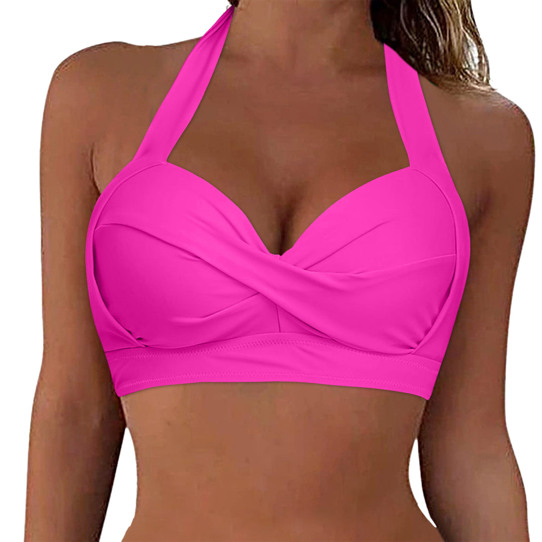 Women's Sporty Bikini Top with Deep Neckline and Halter Design Mune Fashion