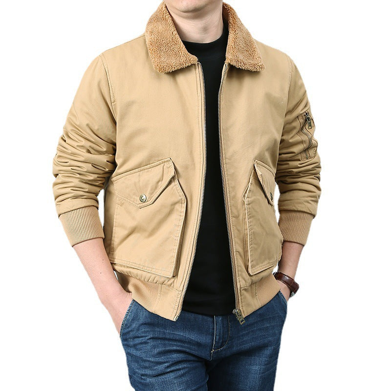 Men's pilot jacket with Sherpa collar, utility pockets, and ribbed cuffs Mune Fashion
